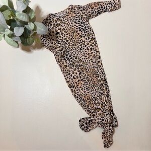 Leopard Knotted Newborn Baby Gown